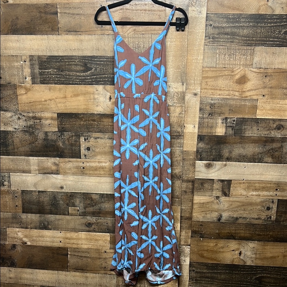 LOFT Star Tie Dye Wrap Cami Jumpsuit Blue &‎ Brown Bow Women's Size Medium